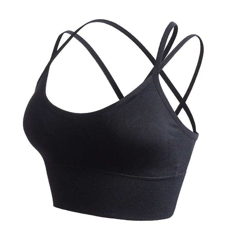 S-XL Women cross back yoga sports bra breathable shock proof fitness push up top yoga running active sportswear vest bra