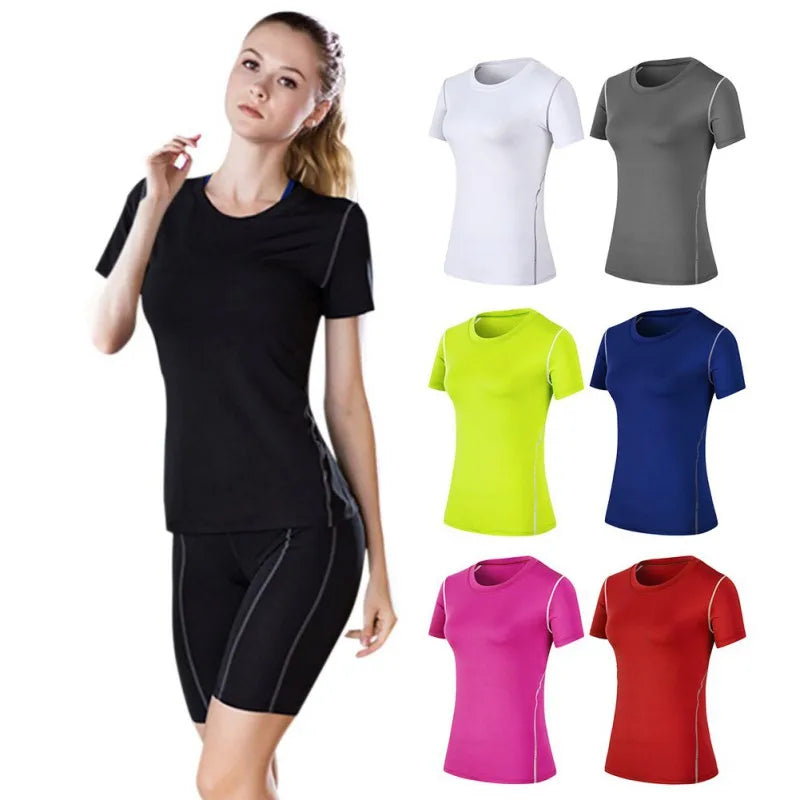 Fitness Women's Shirts Quick Drying T Shirt Elastic Yoga Sport