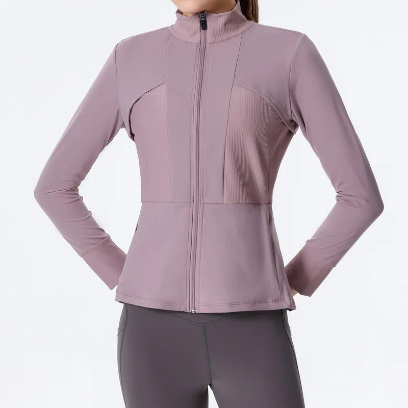 New Autumn SeasonsYoga Wear Women's Running Sportswear Tops Zip Up Sweatshirt Workout Fitness Clothes Cardigan Slim Tight Jacket