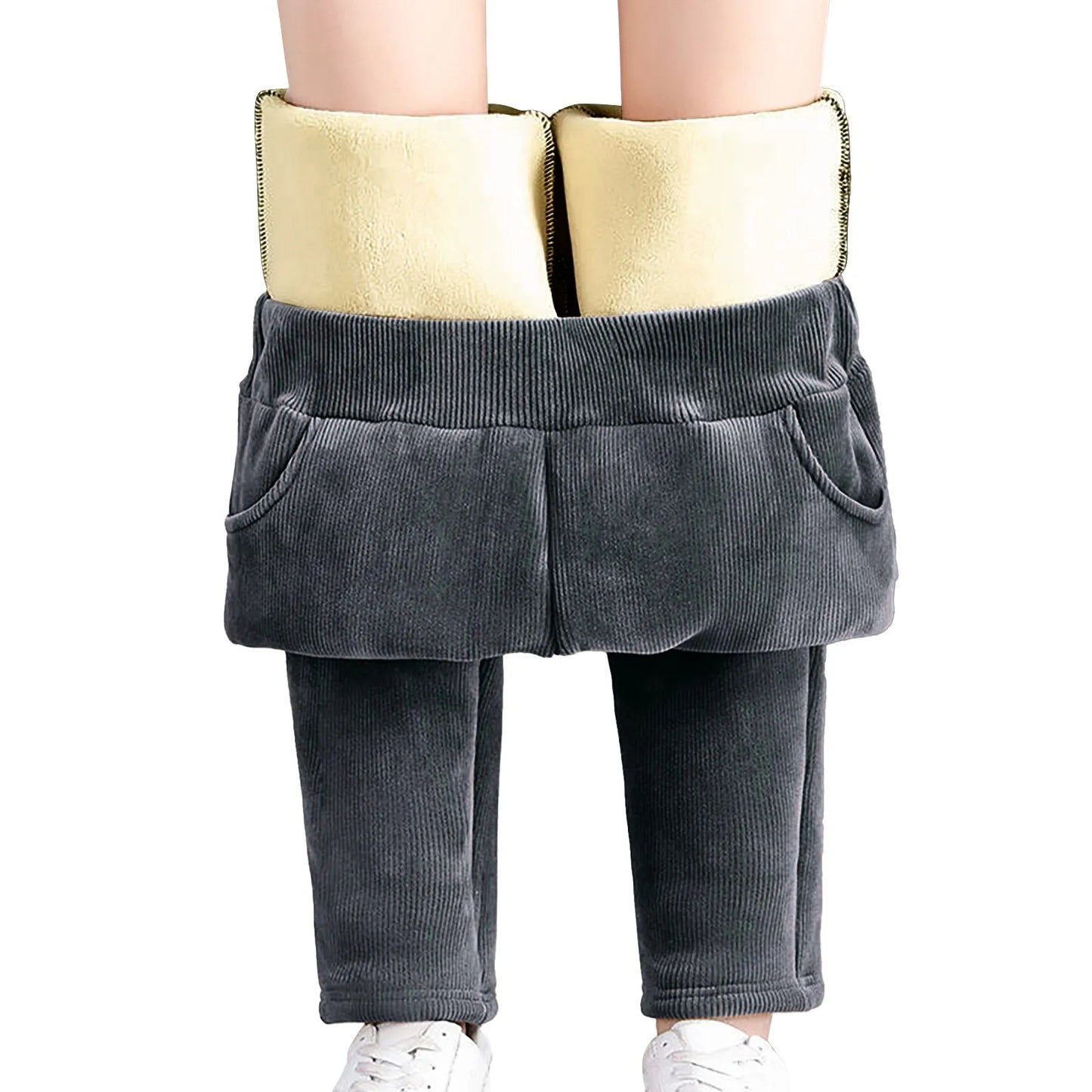 Fleece Lined Casual Loose Casual High Waist Pants