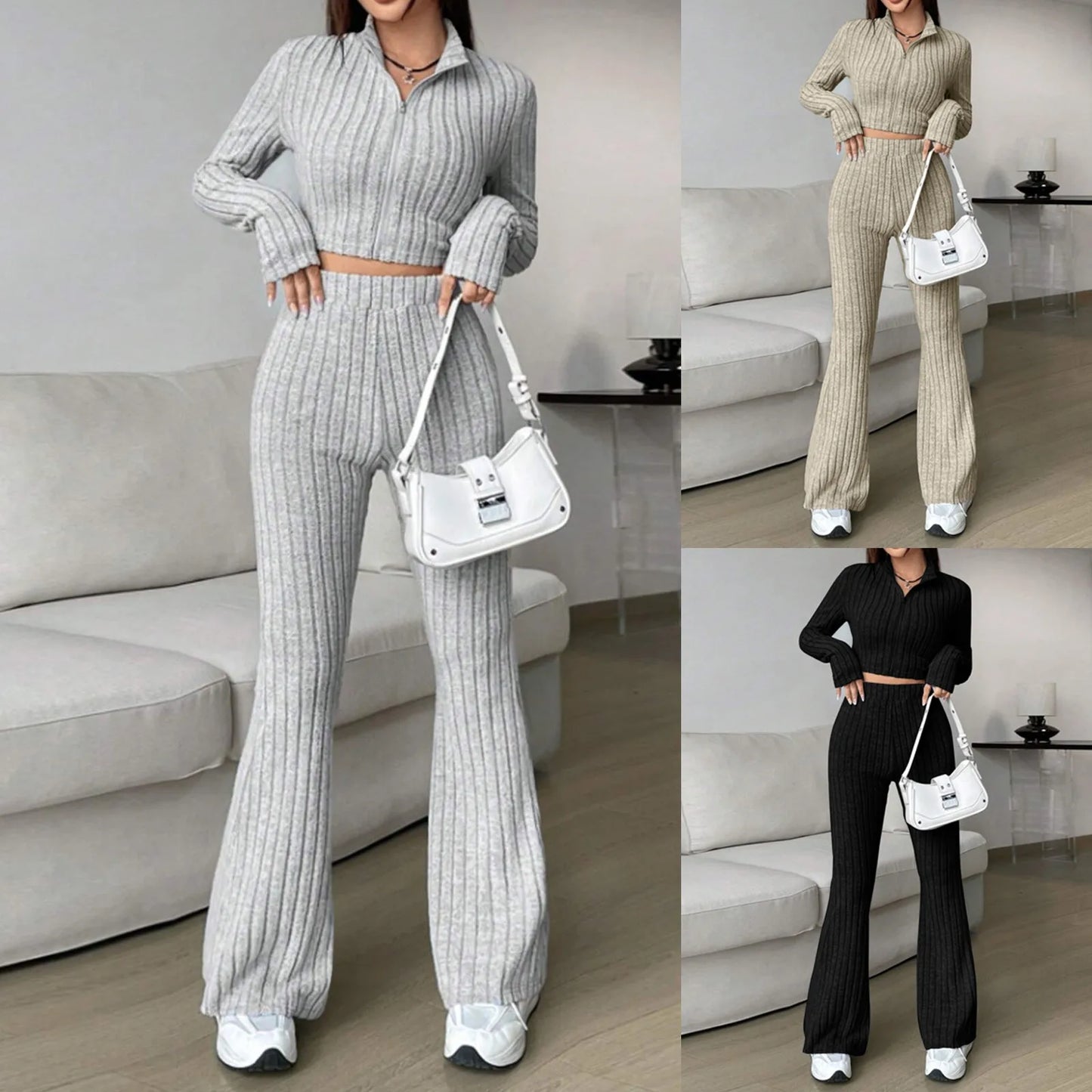 2025 Spring Knitted 2 Piece Sets Tracksuit