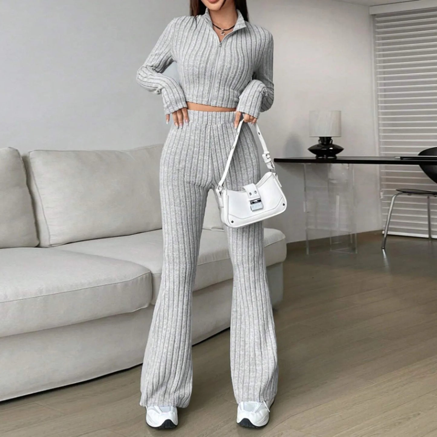 2025 Spring Knitted 2 Piece Sets Tracksuit