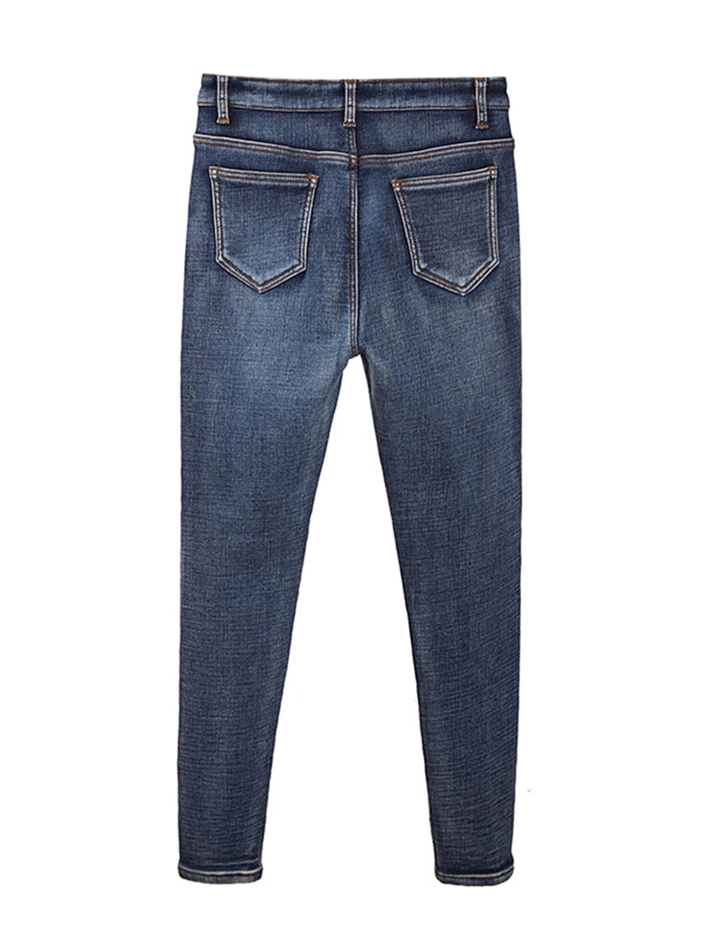 Warm Fleece-Lined High Waisted Jeans (Black Dark Blue Light Blue)