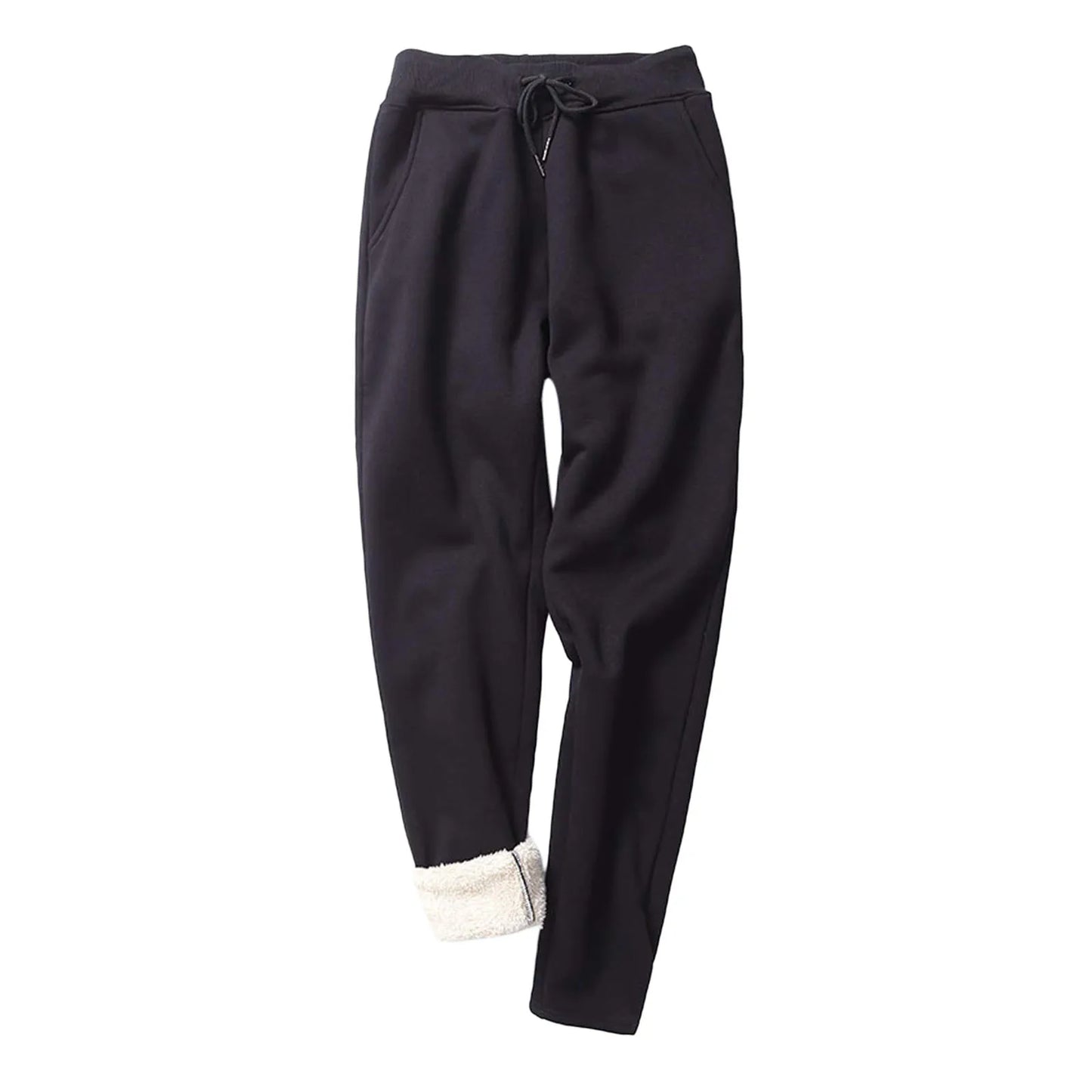 Women Fleece-Lined Jogger Pants Cozy Drawstring Waist