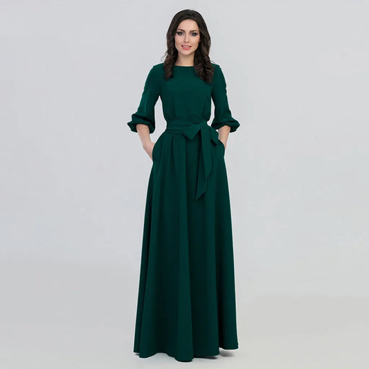 Women Lantern Sleeve Long Dresses