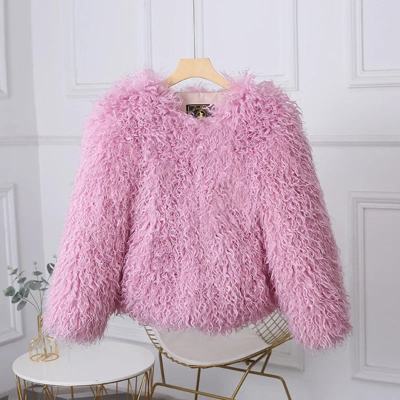 Luxury Cropped Faux Fur Coat