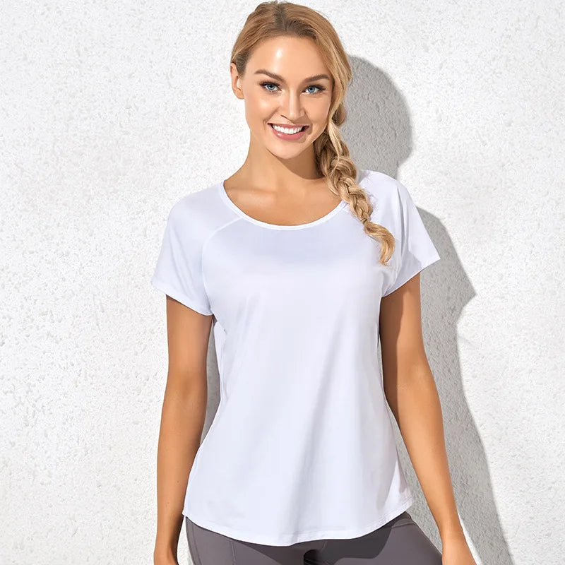 Solid Yoga Shirt Short Sleeve