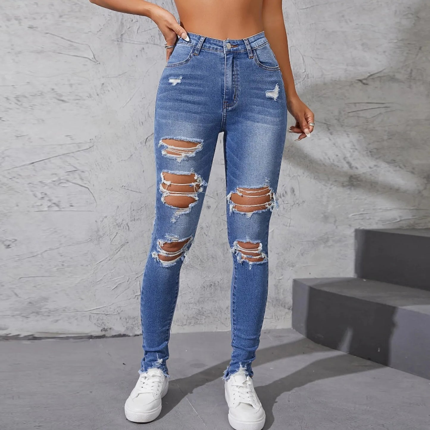 2025 Ripped Skinny Jeans Push Up Jeans High Waist