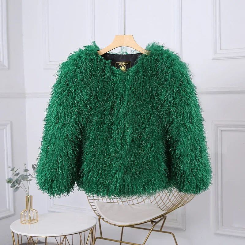 Luxury Cropped Faux Fur Coat