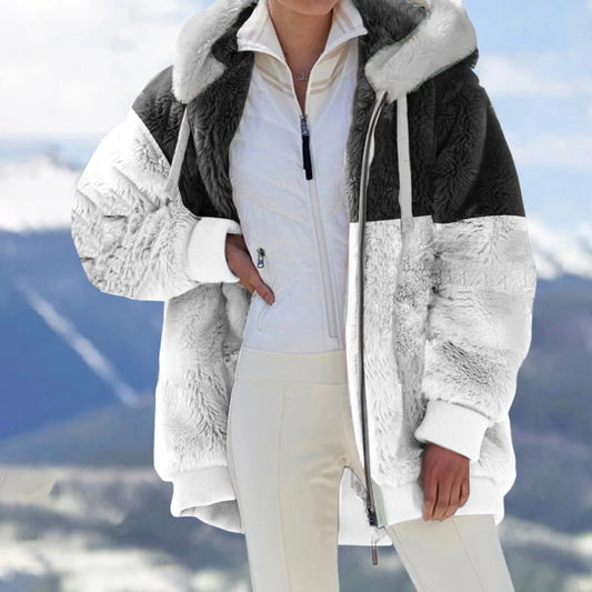 2025 Winter Jacket Female Coat Causal Soft Hooded Fleece Plush