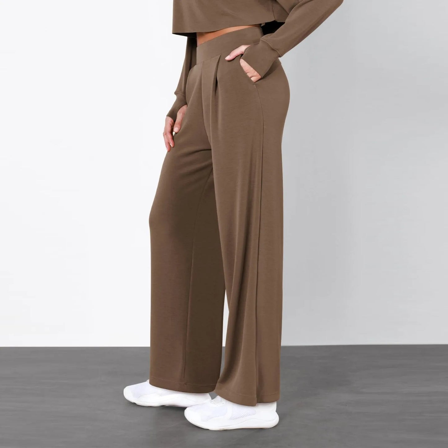 Black High Waist Straight Wide Leg Casual Pantalone