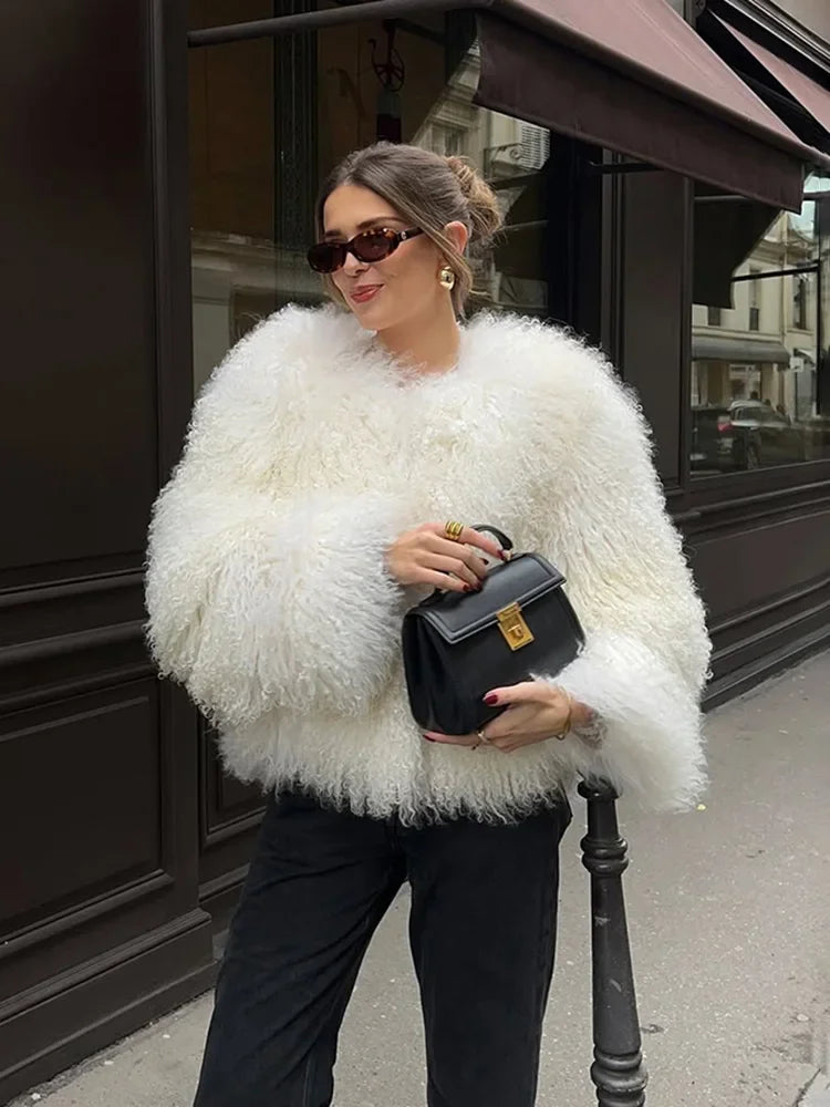 Luxury Cropped Faux Fur Coat