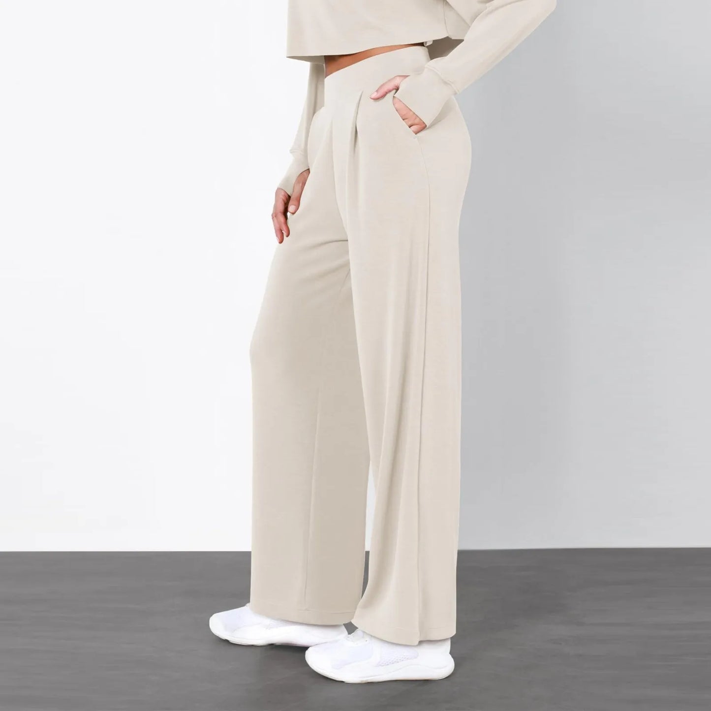 Black High Waist Straight Wide Leg Casual Pantalone