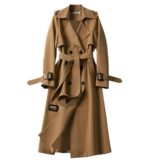 Women Trenchcoat 2025 New  Overcoat Solid Slim Fit Elegant England Style