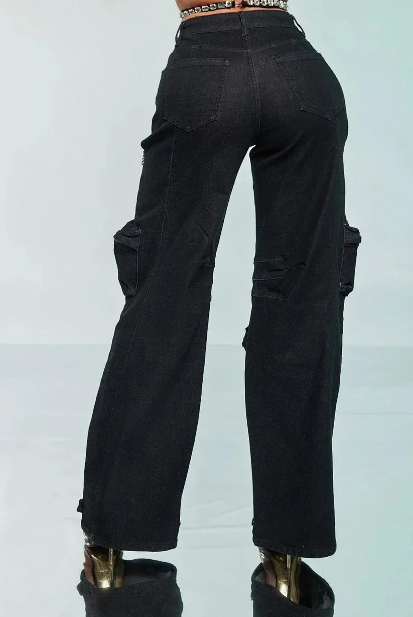 Cutout Crystal Straight Denim Pants 2025