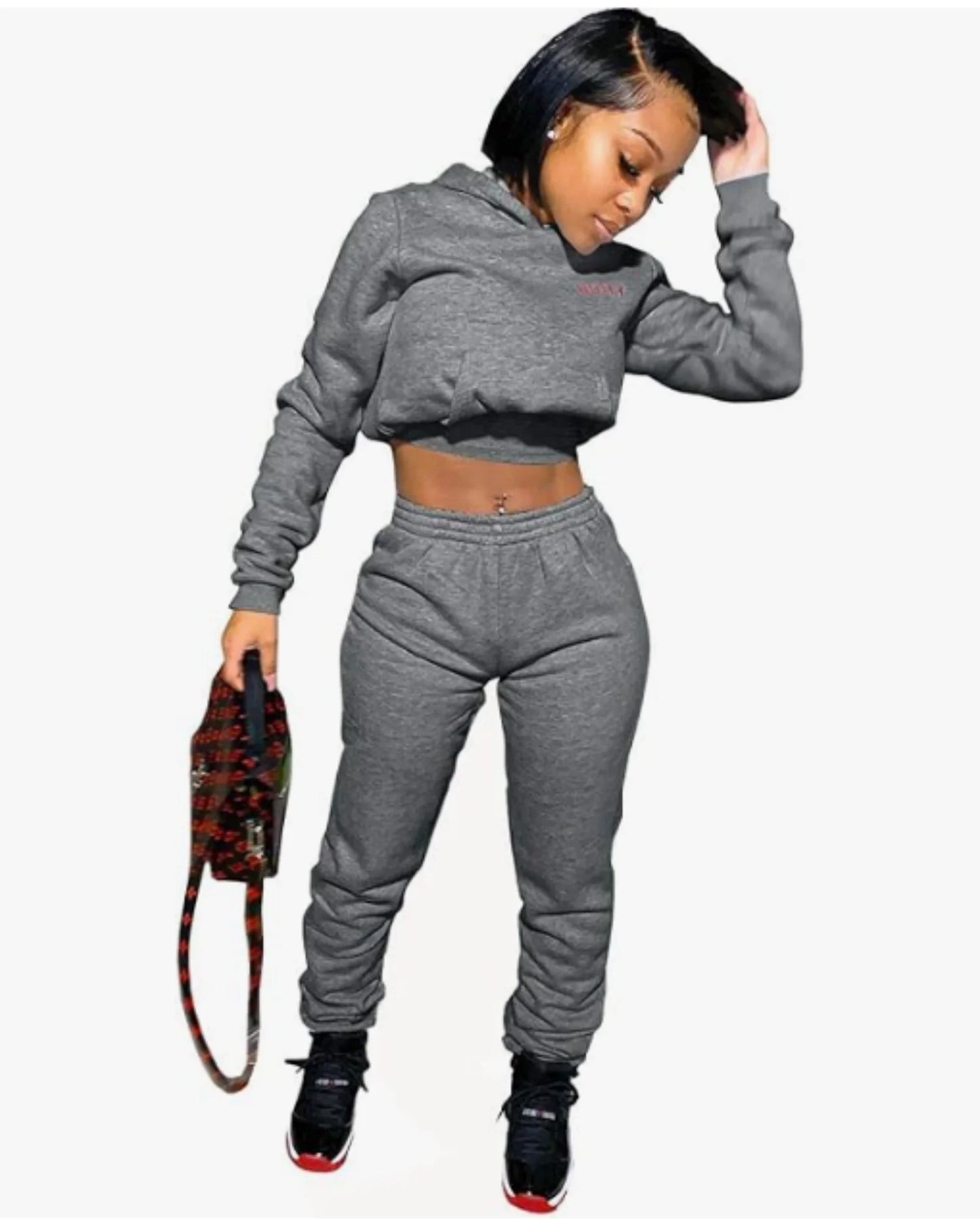 Suits for Women 2 Piece Sweatsuits Long Sleeve Crop Hoodie Bodycon Pants Sets