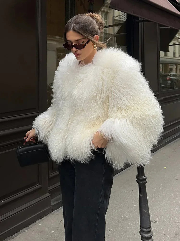 Luxury Cropped Faux Fur Coat