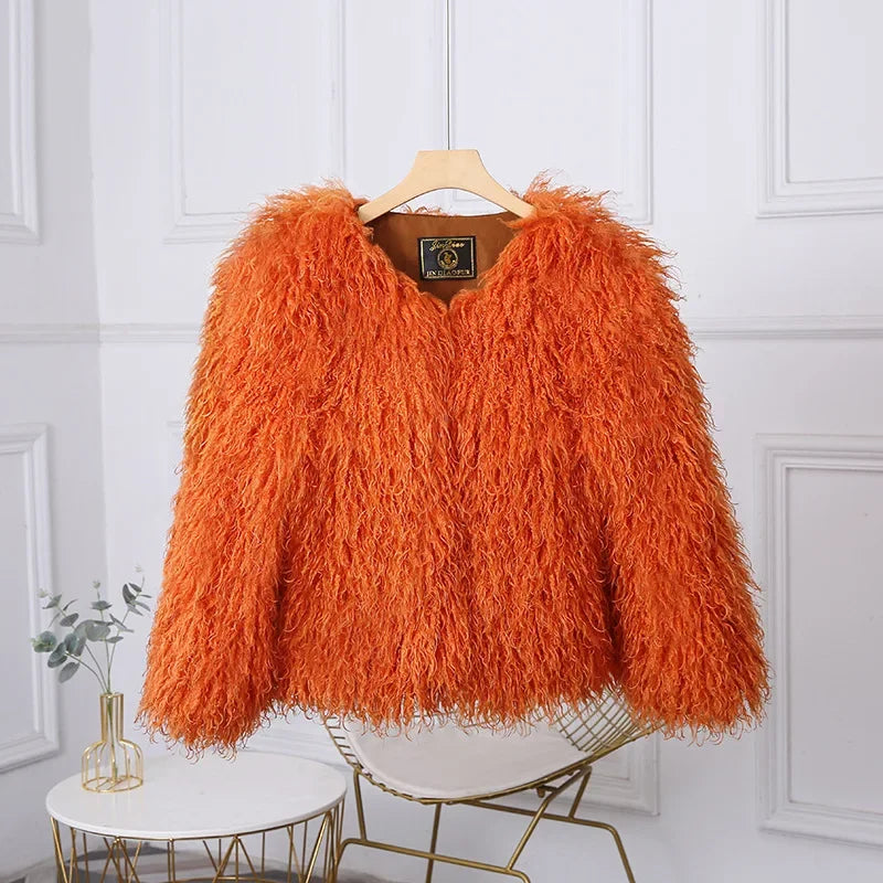 Luxury Cropped Faux Fur Coat