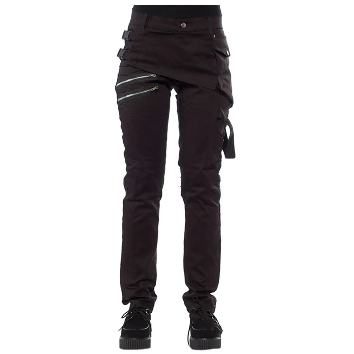 Women Gothic Pants Zipper Pockets