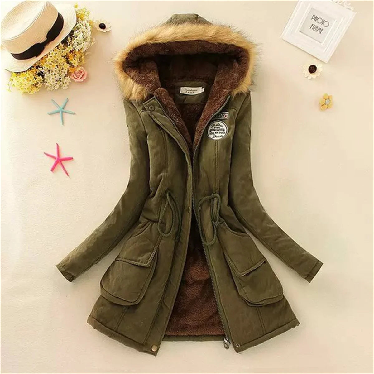 Fleece Lined Hood Down Jacket