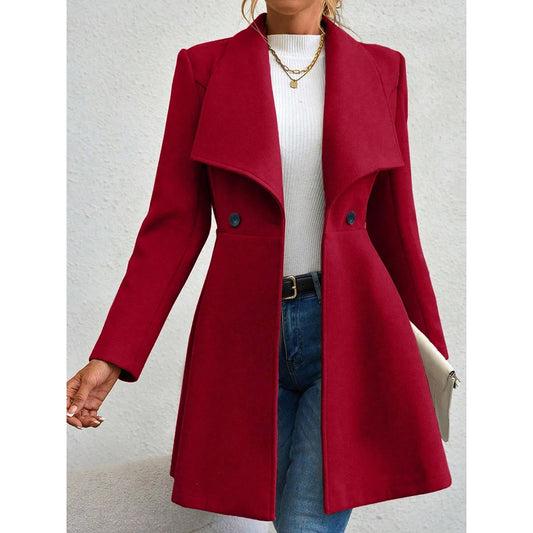 Women's Coats Winter  Long Sleeve Lapel Button-Up Work Coats