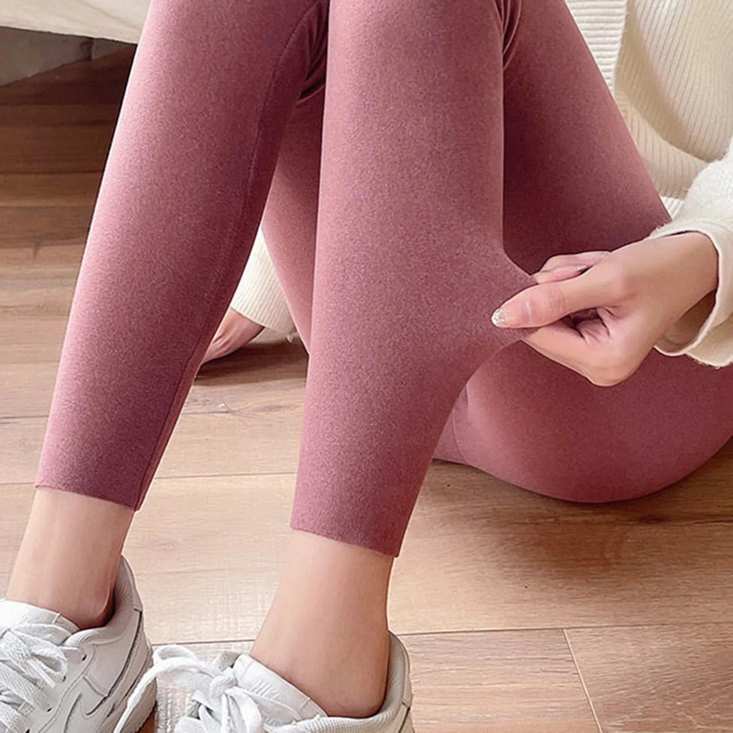 Warm Velvet High Waist Stretchy Fleece Lined Thermal Pants