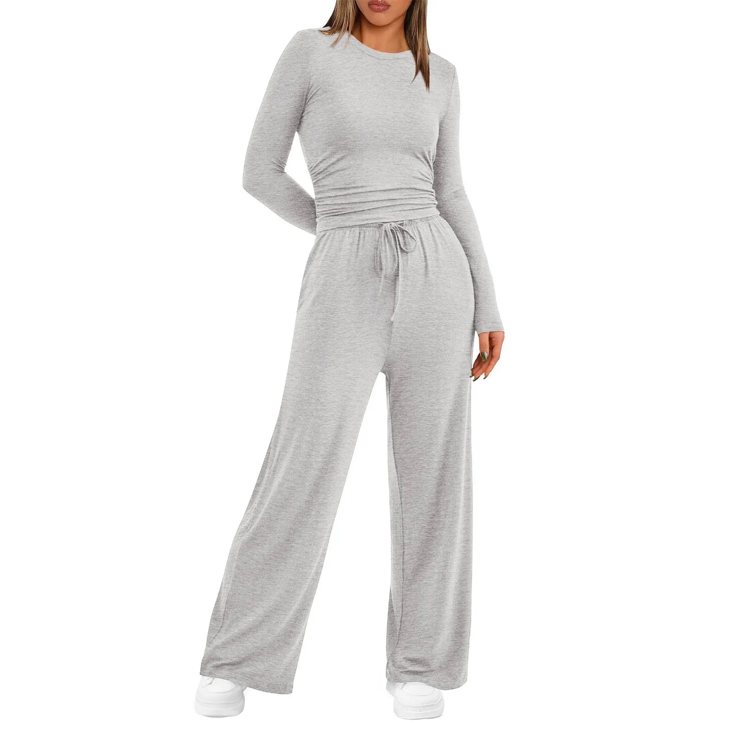 2 Piece Set Track Suits Long Sleeve Tee Shirts Drawstring