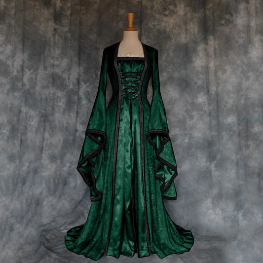 Green Court Style Floor-length Long Dress