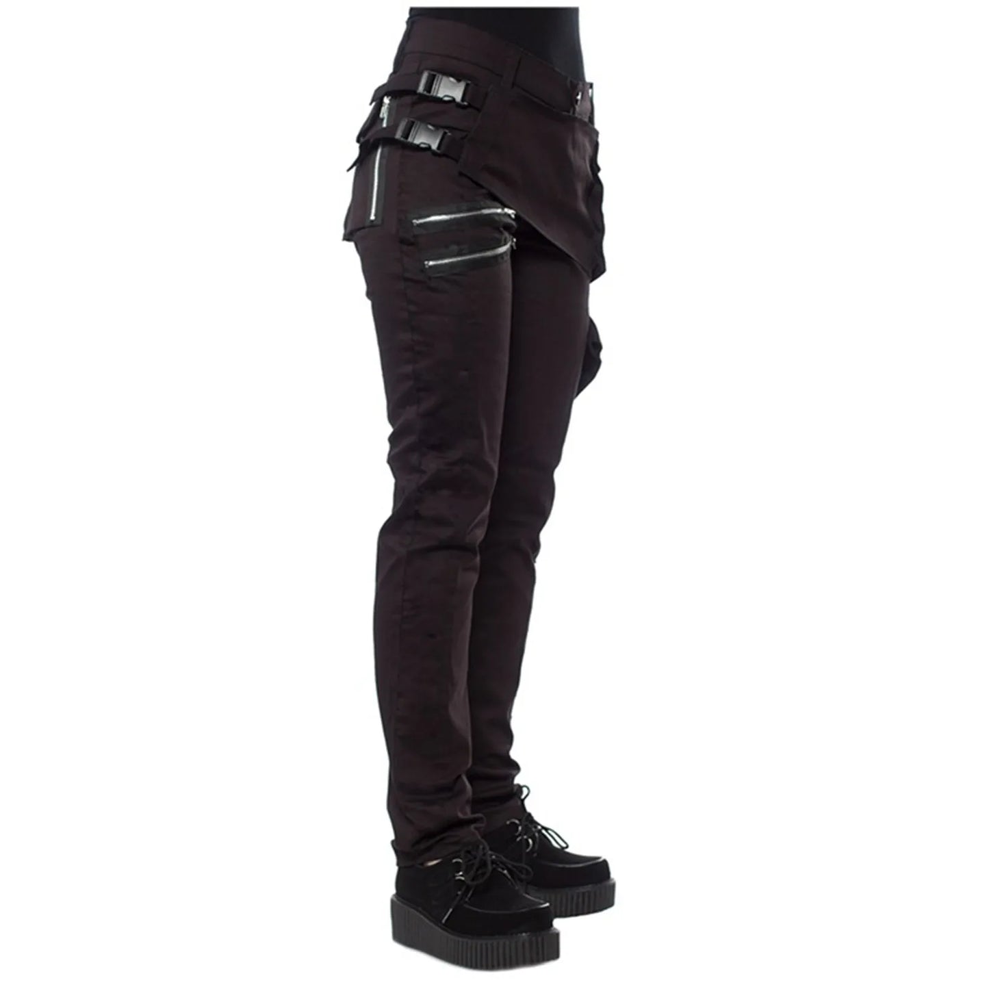 Women Gothic Pants Zipper Pockets