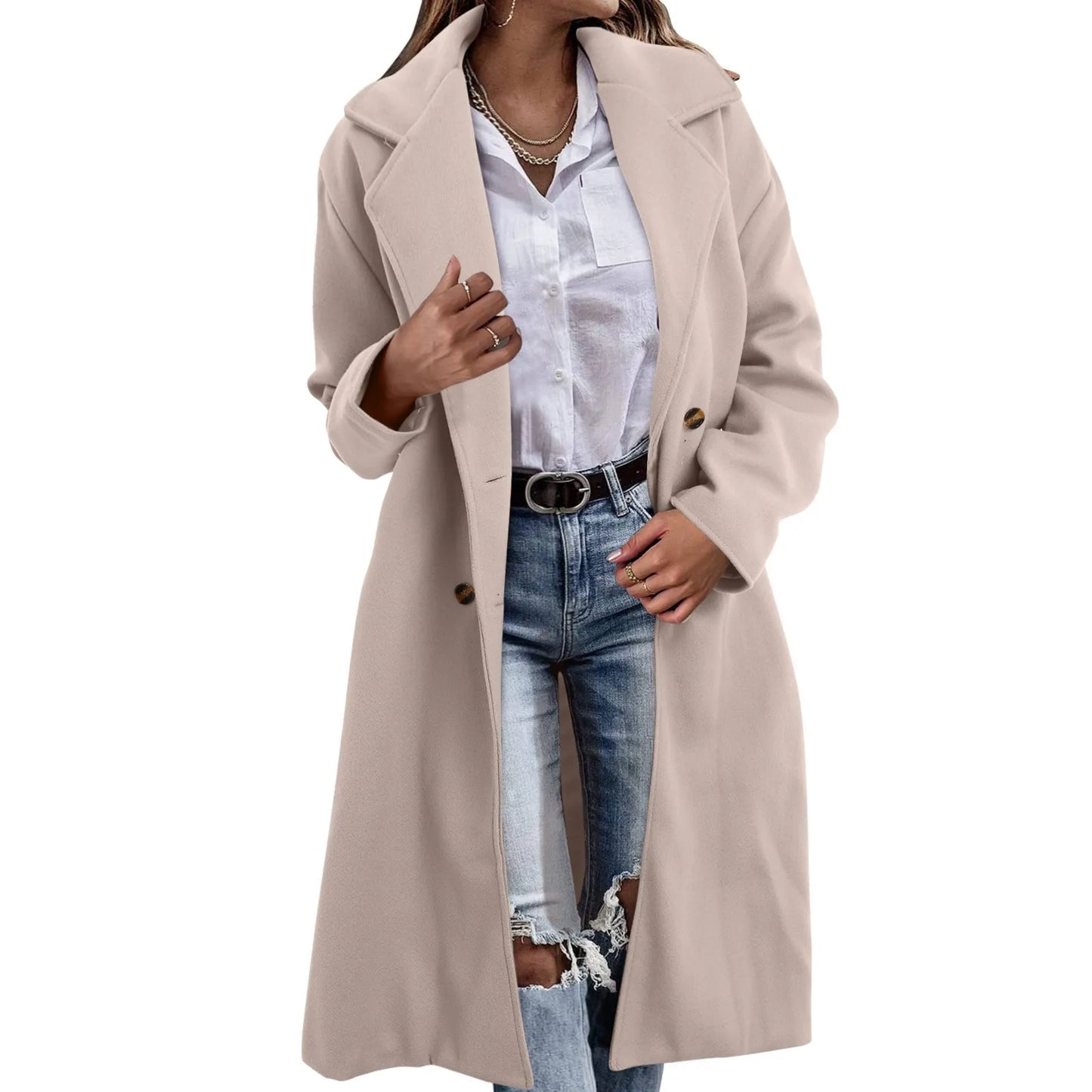 2025 Women'S Wool Blend Long Coat & Jackets Double Breasted