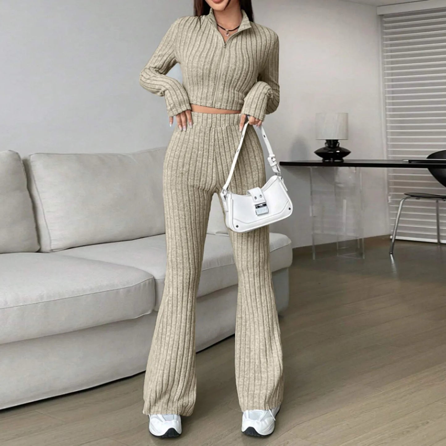 2025 Spring Knitted 2 Piece Sets Tracksuit