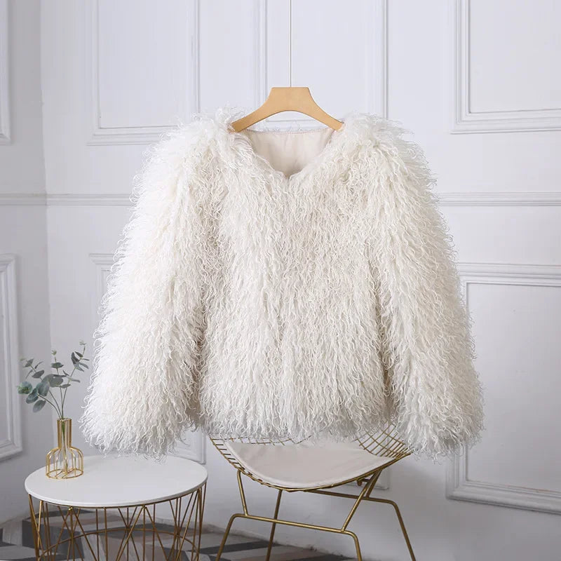 Luxury Cropped Faux Fur Coat