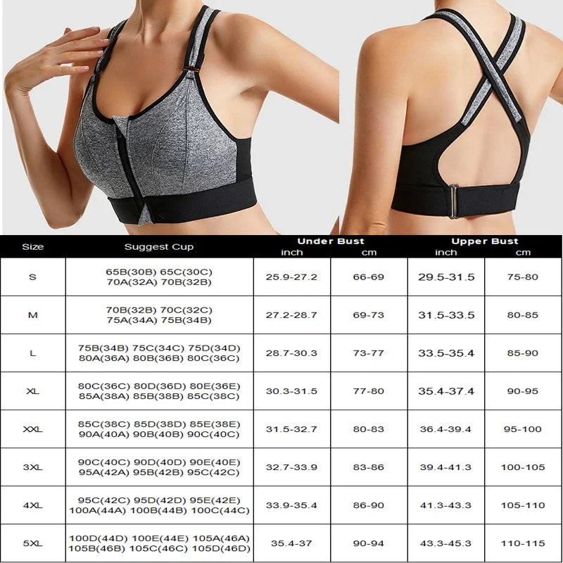 Aiithuug Sexy Zip Front Closure Strappy Criss Cross Yoga Bra