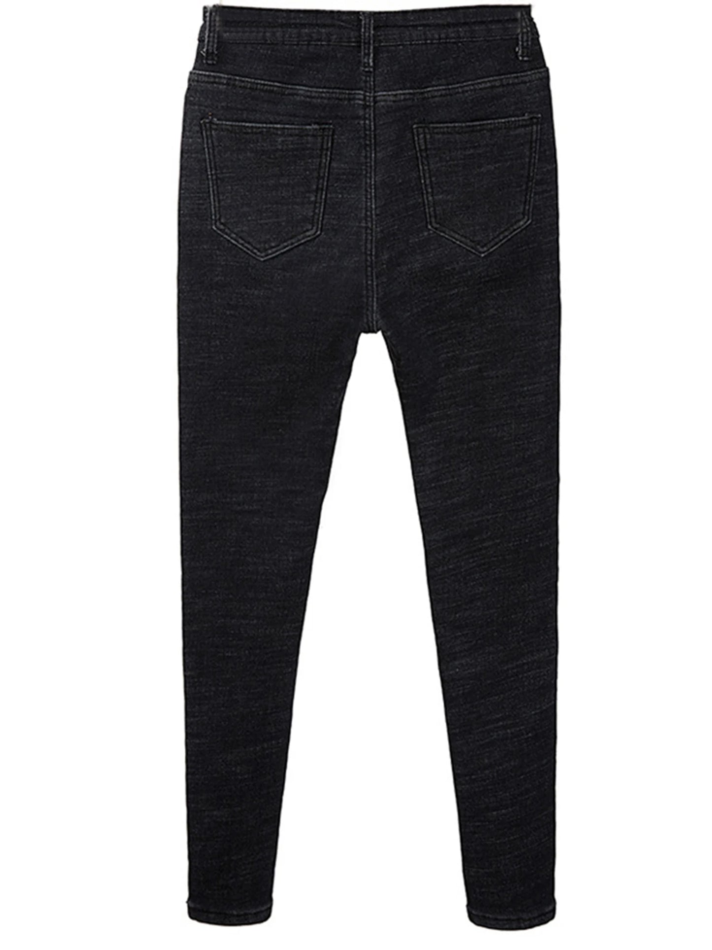 Warm Fleece-Lined High Waisted Jeans (Black Dark Blue Light Blue)