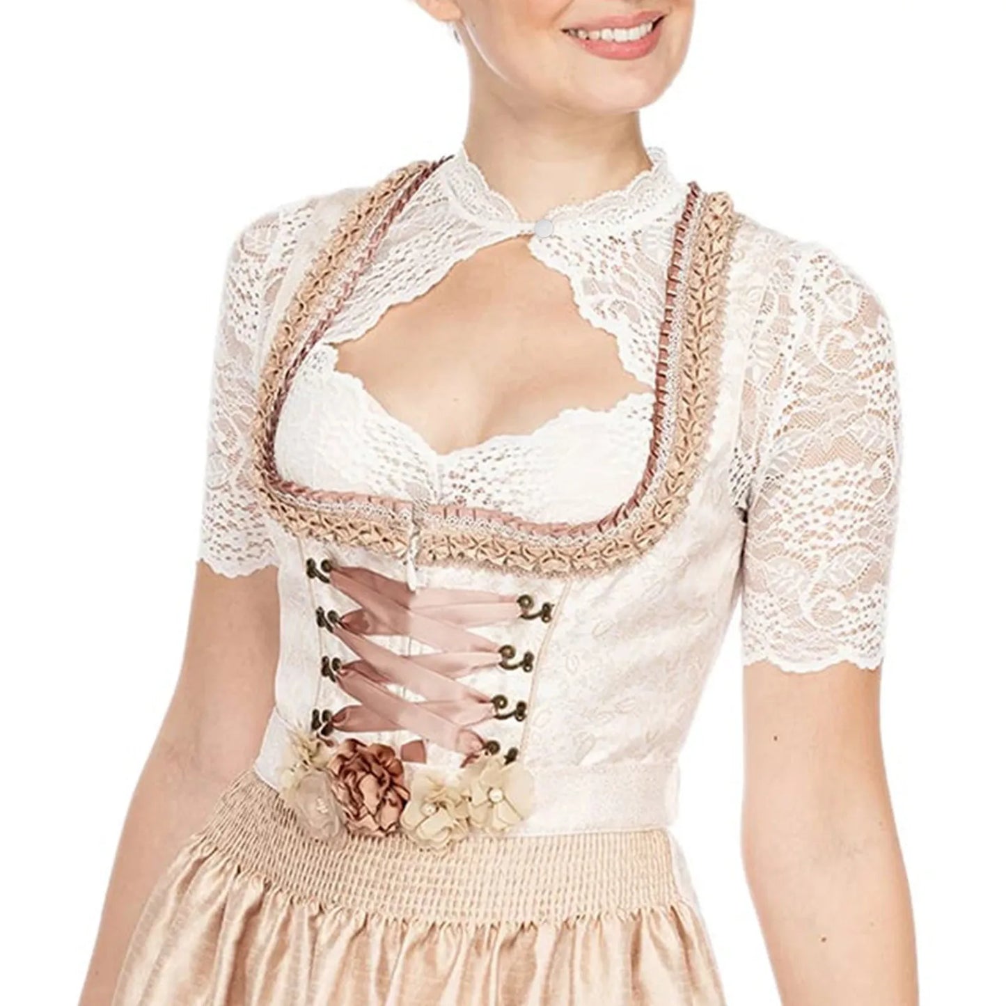 Plus Size Elegant Lace Dirndl Blouse Crop Top 2025