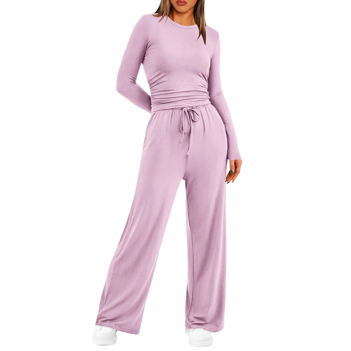 2 Piece Set Track Suits Long Sleeve Tee Shirts Drawstring