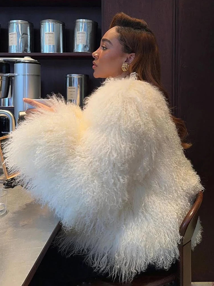 Luxury Cropped Faux Fur Coat