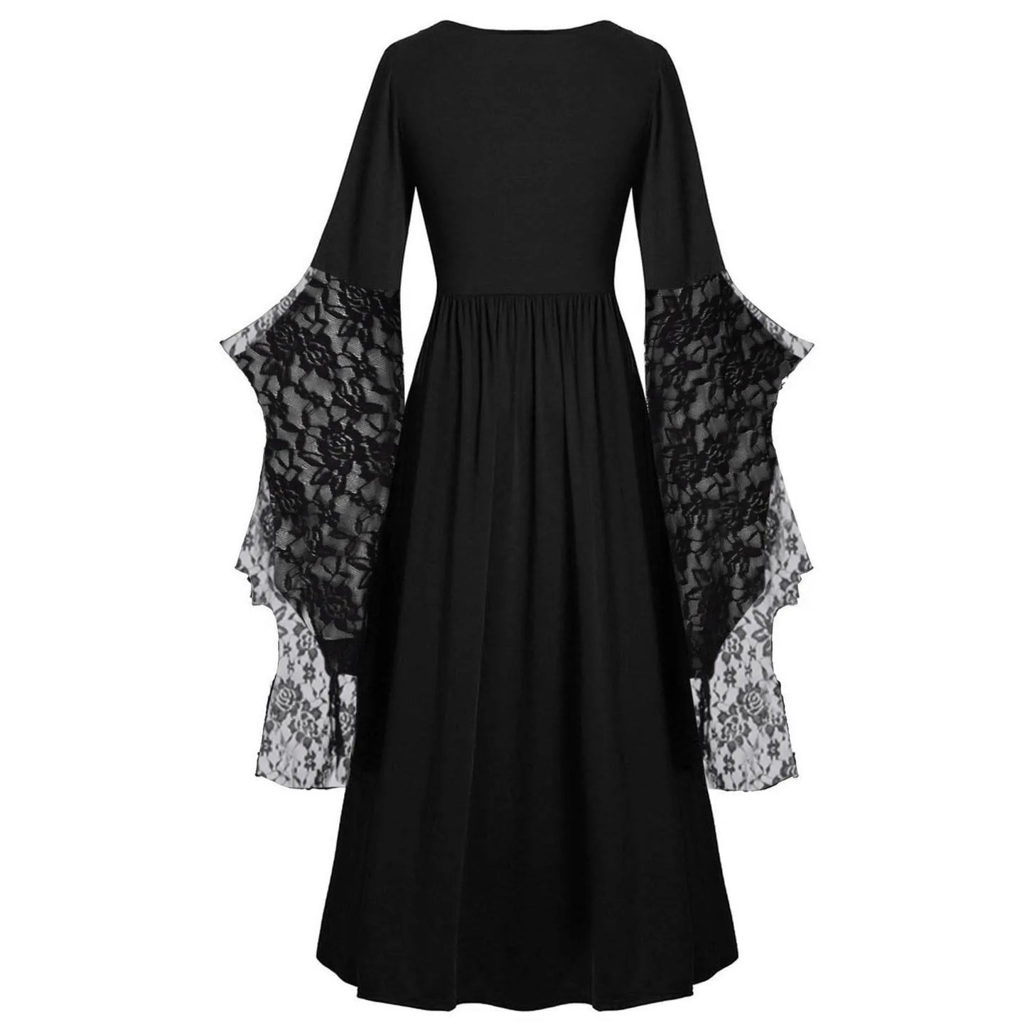 Halloween Costumes Dress Medieval Costume Batwing Sleeve Long Dress Gothic Lace Skeleton Punk All Saints' Day Party Dress