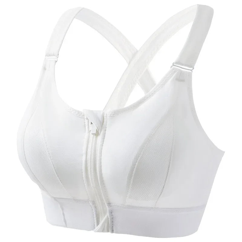 Aiithuug Sexy Zip Front Closure Strappy Criss Cross Yoga Bra