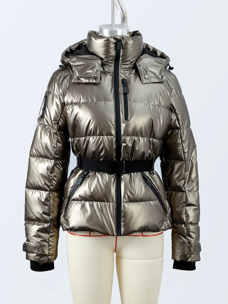 Fashion Hooded Padded Coats With Belt