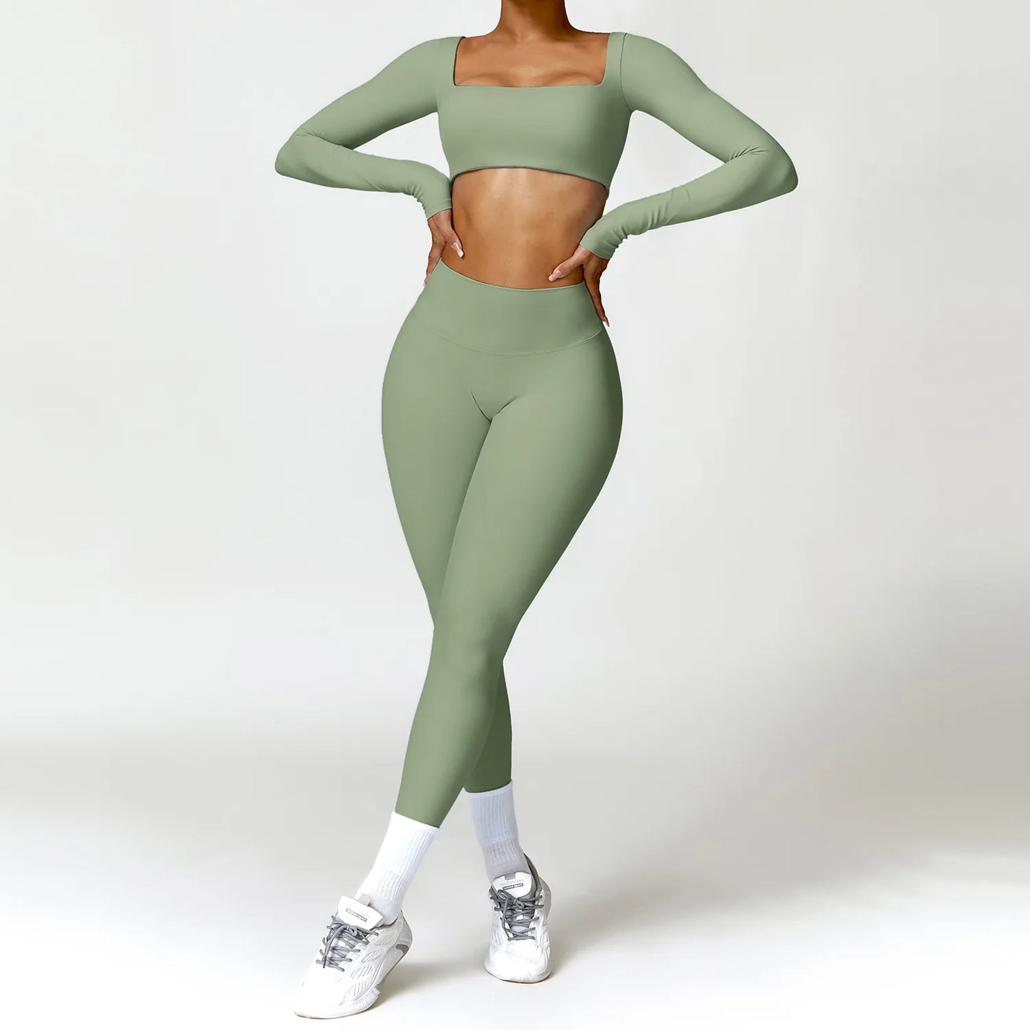 2PCS Yoga Suit Sports Set Women Quick-Drying Gym Set Women Tracksuit Running Workout Long Sleeve Sports Shirt Yoga Clothing