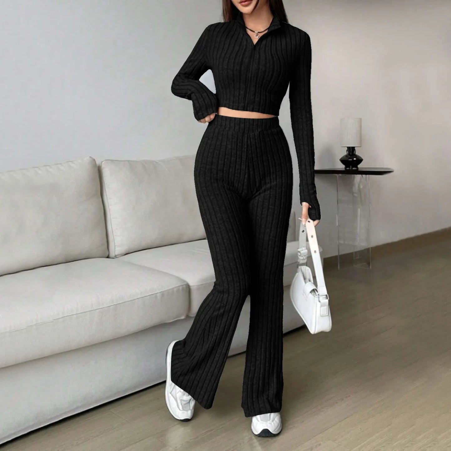 2025 Spring Knitted 2 Piece Sets Tracksuit